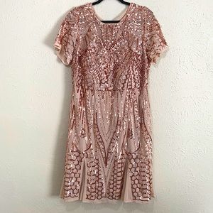 Size 14 Rose Gold Cocktail Dress Vintage Style Lined